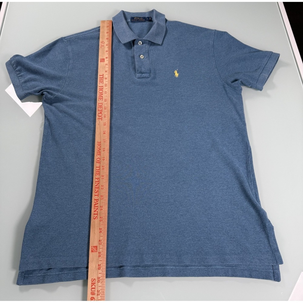 Polo Ralph Lauren Polo Shirt Mens L Short Sleeve Blue cotton Pony Preppy - Picture 9 of 10